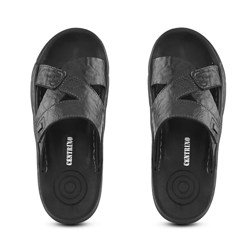 Image of Centrino Men's Slide Sandals | Stylish Adjustable Velcro Strap Sandal with Grip Insole | Casual Summer Footwear | Comfortable Casual Footwear for Office, Travel & Walking (9577)
