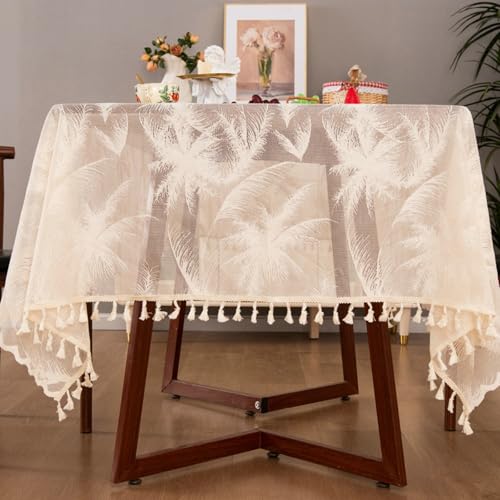 Nappe rectangulaire beige infroissable pour sublimer une table usée