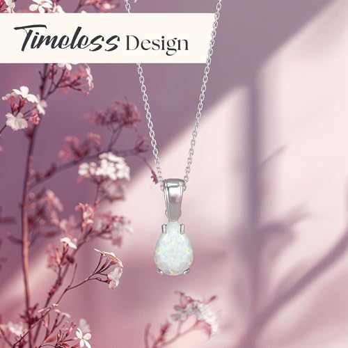925 Sterling Silver Gemstone Necklace - Gemstone Teardrop Necklace - Birthstone Necklace for Women Silver - Pear Gemstone Pendant - Silver Jewelry for Women - Minimalist Chain Necklace4