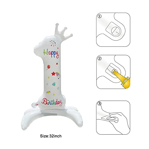 3Pcs Balloon Boxes With 6 Pcs 'One' Letters And Large 1 Balloon For First Birthday Party Decorations White Clear Square Box Blocks Decor For 1St Year Old Baby Birthday Party Backdrop Supplies #TOP3