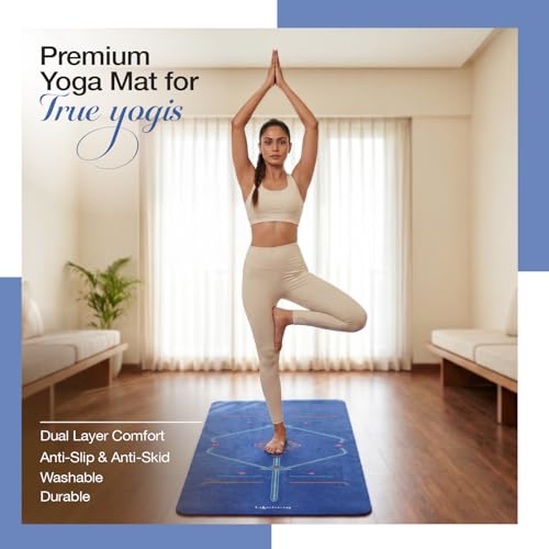 Image of Lifelong Suede & Natural Rubber Yoga Mat for Woman & Man | Non-Slip & Anti-Skid | 6mm Yoga Mat for Man |Exercise Mat for Yoga, Workout & Pilates | Gym Equipment for Home Workout | Free Carry Bag (Blue)