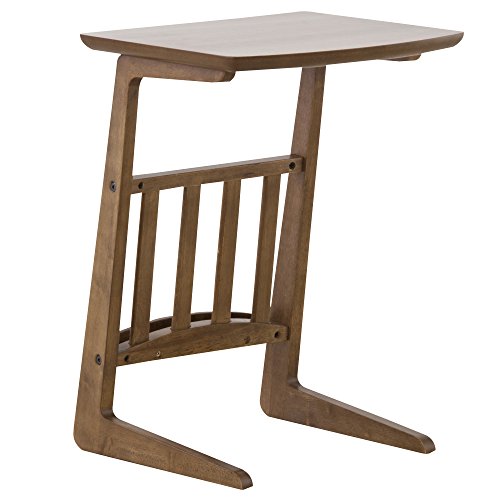 Azumaya Tac-239 Coffee Side Table With Magazine Rack, W15.8 X D16.1 X H21.3 Inches, Natural Wooden Walnut Veneer Table Top And Rubber Wood Material, Home And Living, Walnut Wooden Color #TOP1