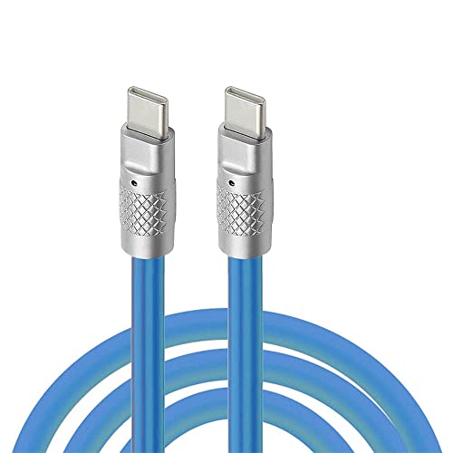 Image of cablecc Type C USB-C to USB-C Liquid Silicone Ultra Soft 120W Power USB2.0 Data Blue Cable Fast Charge for Laptop Tablet Phone 1M