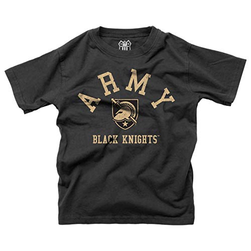 Wes and Willy NCAA Kids S/S Organic Cotton Tee Shirt, Army Black Knights, Black, 2T