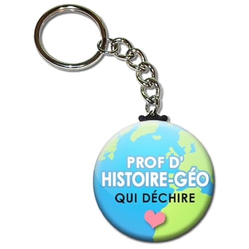 Porte Clés Chaînette 3,8 centimètres Prof d'Histoire Géo qui déchire Idée Cadeau Accessoire Fin Année Scolaire École Professeur Métier Élève Collège Lycée