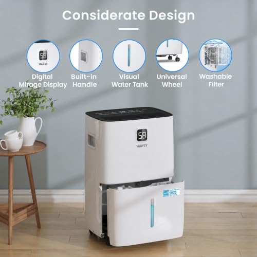 Image of 80 Pint Dehumidifier for Basement 5000 Sq. Ft. with Drain Hose, ENERGY STAR | Continuous Drain & Water Tank 1.06 Gal, Intelligent Humidity Control, Quiet Operation, Auto Shut Off, 24H Timer for Home