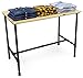 Displays2go, Large Pipe Display Table, Metal and Pine Wood Construction – Natural Finish, Black Hardware (PPLNNSTLRG)