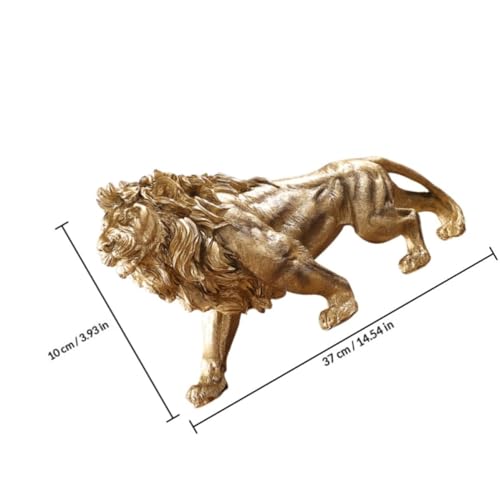 Statue de lion résistant au design délicat et base dorée chic - 3