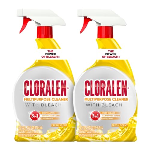 Cloralen All Purpose Cleaner with Bleach Spray - 32 fl oz - Fresh Scent - 3-in-1 Multipurpose...