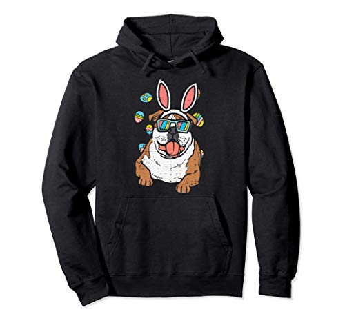 English Bulldog Bunny Ears Eggs Cute Easter Dog Owner Lover Sudadera con Capucha
