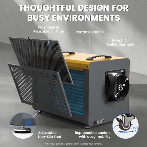 Image of 145 Pints Commercial Crawl Space Dehumidifier for Basement w /Pump & Drain
