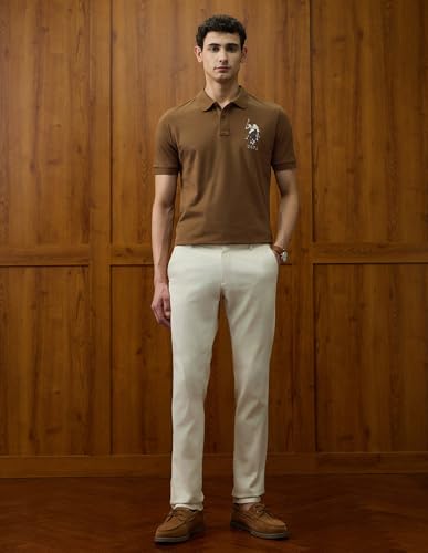 Image of U.S.Polo Association Men's Brand Embroidered Varsity Theatre Polo Shirt (USTSH3178 Mustard 3XL)