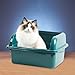 Leefasy Open Top Pet Litter Tray U Shape Lowered Front with High Sides Easy to Clean Kitten Potty Toilet Large Space Cats Litter Basin, Small Green
