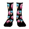 Funny 67 Meme Ice Cream Socks, Novelty 67 Meme Crew Socks Women, Breathable 6 7 Number Mid Calf Sock for Women Men, Wear Resistant Six Seven Ice Cream Memes Sock, for Christmas Presents