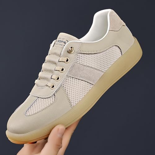 Men's Fashion Hollow Suede Leather Low Top Lace Up Sneakers Casual Non-Slip Round Toe Summer Breathable Tennis Skateboard Walking Driving Daily Shoes4