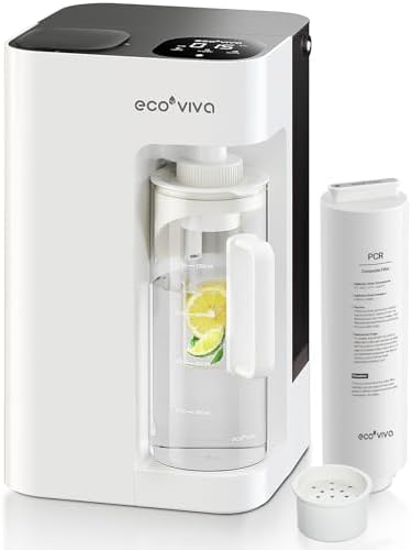 Ecoviva MATE 3 Auftisch Osmoseanlage Trinkwasser Umkehrosmoseanlage Wasserfilter, Automatischer Wasserfluss, 8-Stufige Filtration, 3:1 Sparverhältnis, TDS Monitor Wasserspender, Weiß
