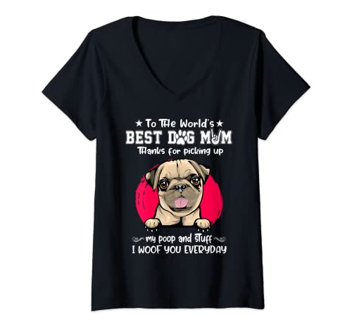 Femme Pug Best Dog Mom Dogs Lovers Funny Mothers Day T-Shirt avec Col en V