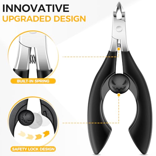 Ingrown Toenail Clippers for Seniors Thick Toenails, Straight Nail Clipper for Men, Heavy Duty Toe Nail Clippers for Thick Nails with Wide Jaw Opening, Professional Ingrown Toenail Removal Kit