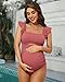 Charmo Maternity Swimsuit Ribbed Ruched Pregnancy Swimwear Moderate Coverage Pregnancy Swimsuits