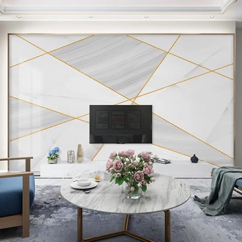 Tzxztt Sencillo Geométrico Dorado Líneas Arte Moderno Papel Pintado 3D Seda Texturizada Primera Calidad Neutros Material Ideal Para SalóN Dormitorio-200cm×140cm