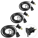 3 Pack Black Extension Cord 6 Feet Polarized Halloween Christmas Extension Cord 2 Prong with Polarized Plug for Connect/Extend Halloween Christmas Light, 5Amps, 120Volt, 432Watt (Total 18 Feet)