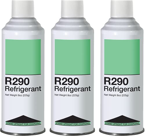 Leak Saver Refrigerant R290 - Upright Liquid Charging Self-Sealing Can - 8 oz, 3 Pack - for Systems Designed for R290 - Made in USA Leak Saver Refrigerant R290 - Upright Liquid Charging Self-Sealing Can - 8 oz, 3 Pack - for Systems Designed for R290 - Made in USA