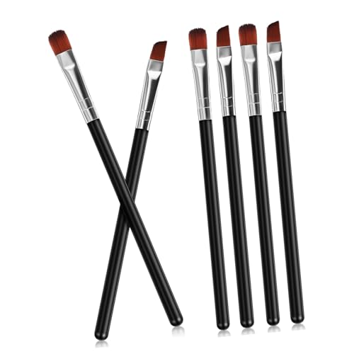 ERINGOGO 6 piezas Pinceles Profesionales para Cejas y Ojos Cepillos Multifuncionales Biselados y Planos para Delineador Sombra y Diseño de Cejas Herramienta Ligera y Portátil para