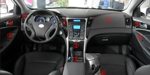 Décalcomanie carbone 3D noir console centrale anti-rayures pour Sonata 8 - 3