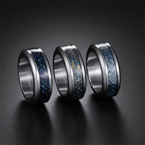 Image of HIJONES Unisex Carbide Fiber Celtic Dragon Spinner Ring Stainless Steel Wedding Spins Band