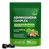 Ashwagandha Kapseln, 300 Kapseln Mit schwarzem Pfeffer natürliche Energie und Vitalität fördern