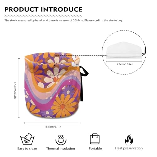 Image of Hippie Flowers Music Show Window Teapot Cozies, Heat Preservation Teapot Dust Cover with Drawstring Creative Kitchen Tea Pot Cover, Home Kitchen Table Hotel Christmas Decor