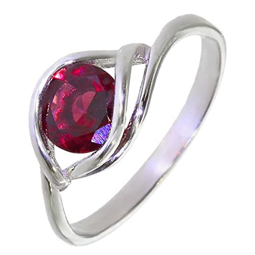ARTIPOL Bague Grenat véritable fabr. européenne style français - Bijoux en argent rhodié - Réf. M-47 - taille 52