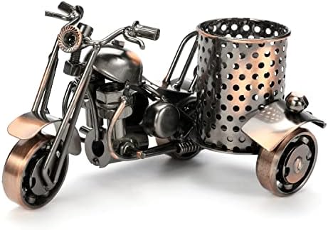 Teniusimall Pen Holder For Desk, Harley The Motorcycle Loves Metal Pencil Holder Creative Office Gift Cool Desk Decorative Accessories(Copper)