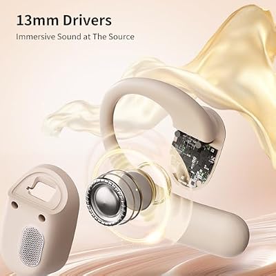TAKSTAR Open Ear Earbuds, Wireless Bluetooth Headphones with 13mm Dynamic Driver, Digital Display, ENC, 12 Hrs Playtimes, Lightweight, Deep Bass Sport Open Ear Earbuds with Ergonomic Earhook - LA350W