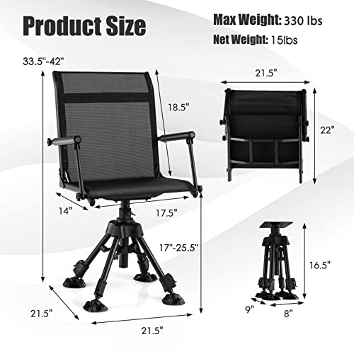 Image of Tangkula 360 Degree Swivel Hunting Chair with 4 Adjustable Legs
