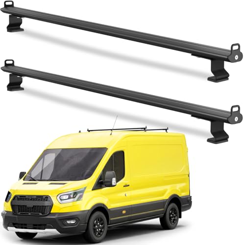 FengYu Van Ladder Roof Rack Compatible with Ford Transit Connect 2014-2025, Steel Ladder Rack for Cargo Van, 2 Crossbars 47'', Ladder Rack Luggage Cargo Rack Crossbars Accessories