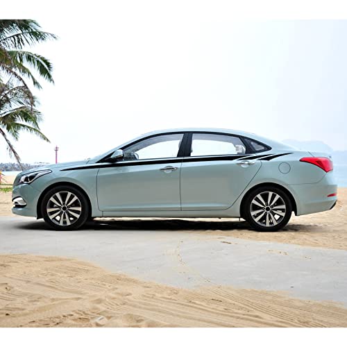 Ramuel Sports Racing Stripe Stickers Car Body Door Side Stripe Graphic Vinyl Decals Waistline Decal Long Stripes Vinyl Sticker For Cars Suv Sedan Vehicles Universal (2Pcs Black） #TOP4