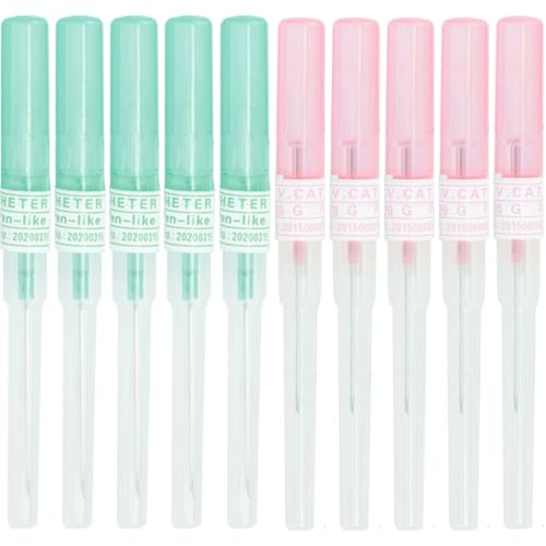 DIFLAX 10 Pezzi Ago Cannula Piercing18G 20G Aghi Catetere Aghi Piercing Naso Orecchio Aghi Cavi per Labbra Lingua Pancia Capezzolo Cartilagine(5 Pezzi 18G+5 Pezzi 20G)