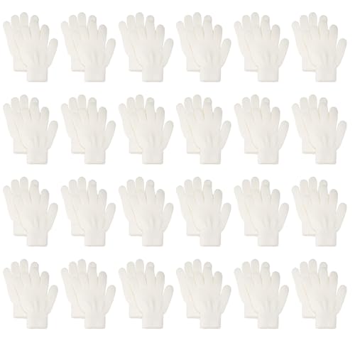 jiebor White Warm Kids Winter Knit Gloves