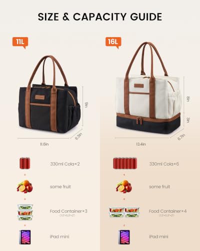Insulated Lunch Bag Women with Triple Compartments & Bottle Holder - image 8