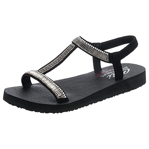 Skechers Meditation, Sandalia Mujer, Black, 38 EU