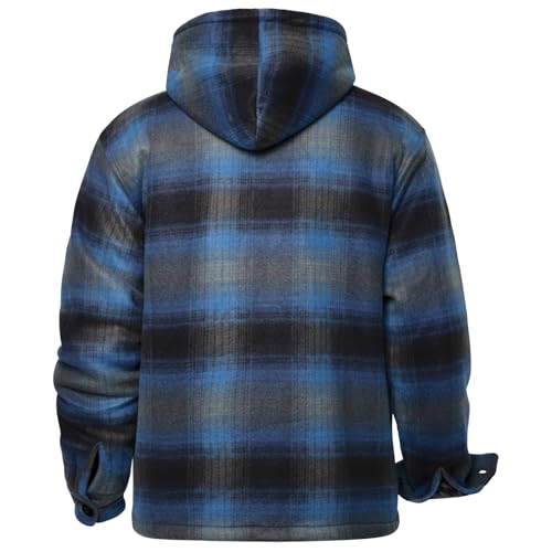 Image of Yasumond Mens Hoodies Fleece Jacket Plaid Flannel Heavy Sherpa Lined Hooded Zip Up Warm Winter Coats Big Tall