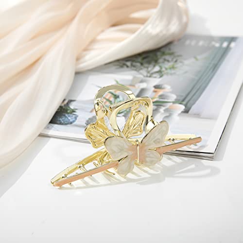 Claw Hair Jaw Clips Barrettes - 3 Pcs No Slip Claw Clip Hair Clamp Grips For Women Girls Jaw Clips Clamp Barrettes (Butterfly(Blue+Pink+Grey)) #TOP3