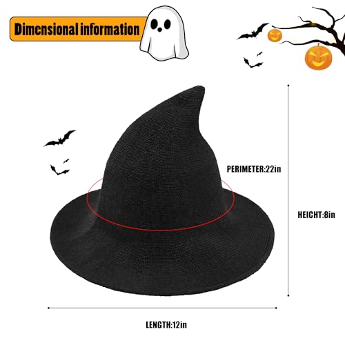 Halloween Witch Hat for Women Wide Brim Foldable Halloween Wool Hats for Party Cosplay Costume Accessory2
