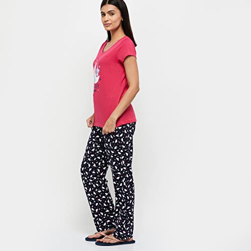Image of Max Women Cotton Wo Printed Regular Fit Loungewear T-Shirt and Pyjamas