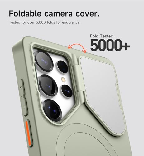 Image of SURITCH for Samsung Galaxy S25 Ultra Phone Case, Magnetic Protective Cover with Camera Cover & Adjustable Metal Kickstand for Galaxy S25 Ultra (2025)-Sage Green