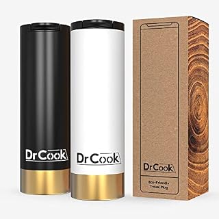 Dr cook Travel Mug Stainless Steel Vacuum Insulated for Hot and Cold Drinks Leak Proof BPA Free Lid 450ML (White)