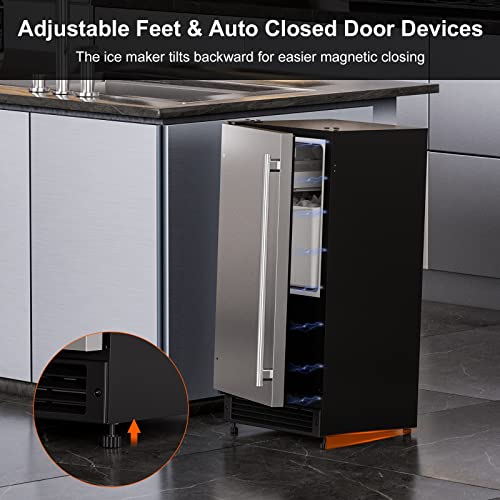 Cotlin 15 Inch Built-In Ice Maker Machine With 22Lbs/24H, Undercounter Crescent Ice Maker With Freezer For Residential Commercial Use, No Drain Required #TOP4