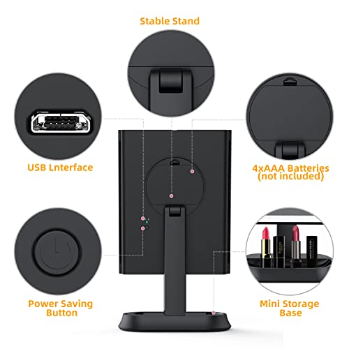 Makeup Mirror With Lights And Magnification, 1X/5X/7X Magnification, Trifold Makeup Mirror, Lighted Makeup Mirror, Smart Touch Screen, Portable Travel Make Up Mirror, Women Gift (Black) #TOP1