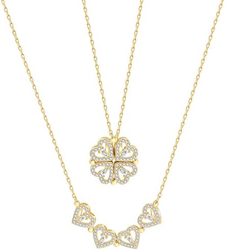 HEIMDI Women's Necklace 925 Sterling Silver Heart Clover Convertible Pendant Necklace Crystal Jewelry Girls Jewelry Gift